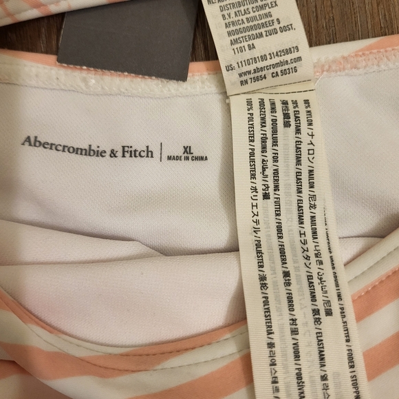 Abercrombie & Fitch Floral & Striped Knot Tie Monokini Pink & White Size XLarge - Picture 9 of 11